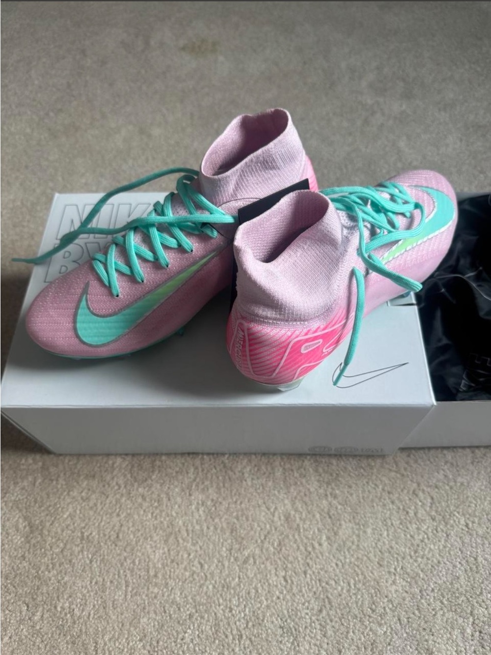 Nike Mercurial Superfly 10 Elite FG pink and teal soccer cleats